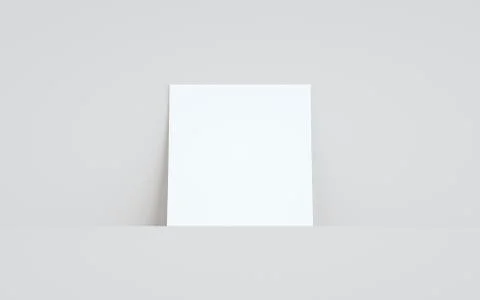 Square Flyer Mock-Up - One Flyer Against Wall Background. 3D Illustration Stock Illustration