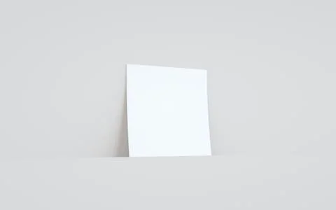 Square Flyer Mock-Up - One Flyer Against Wall Background. 3D Illustration Stock Illustration