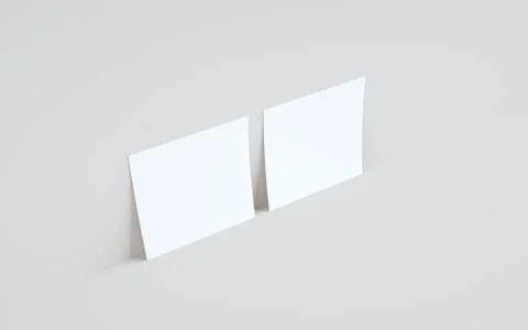 Square Flyer Mock-Up - Two Flyers Against Wall Background. 3D Illustration Stock Illustration