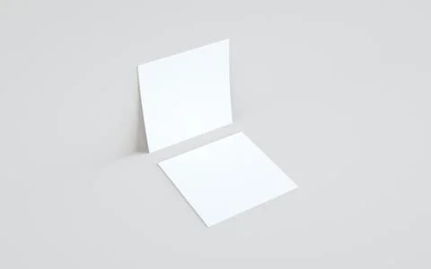 Square Flyer Mock-Up - Two Flyers Against Wall Background. 3D Illustration Stock Illustration