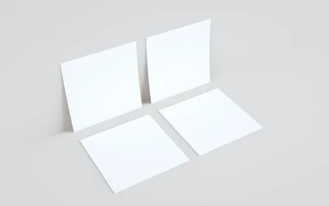 Square Flyer Mock-Up - Two Flyers Against Wall Background. 3D Illustration Stock Illustration