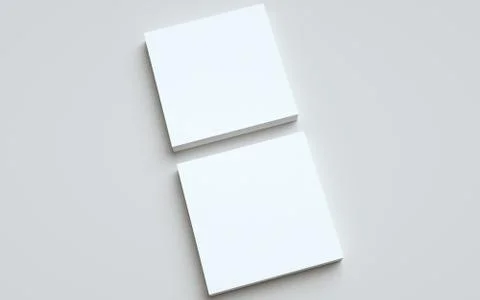 Square Flyer Mock-Up - Two Stacks of Flyers. 3D Illustration Stock Illustration