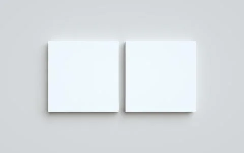 Square Flyer Mock-Up - Two Stacks of Flyers. 3D Illustration Stock Illustration