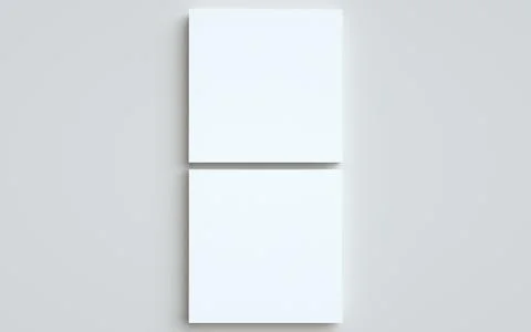 Square Flyer Mock-Up - Two Stacks of Flyers. 3D Illustration Stock Illustration