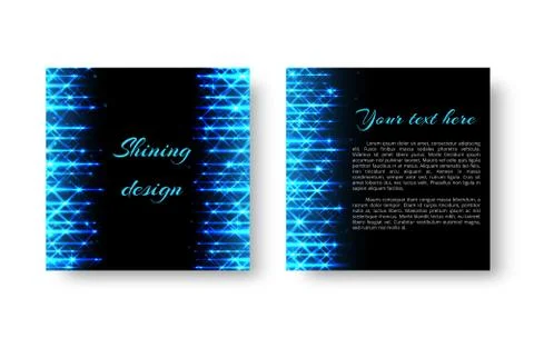 Square flyer with neon light Stock Illustration