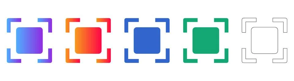 Square Focus Target Icons Selection and Crop Interface Symbols Stock Illustration