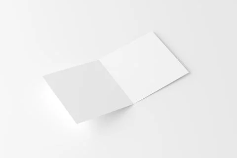 Square Folded Invitation Card With Envelope White Blank 3D Rendering Mockup Stock Illustration
