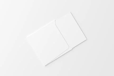 Square Folded Invitation Card With Envelope White Blank 3D Rendering Mockup Stock Illustration