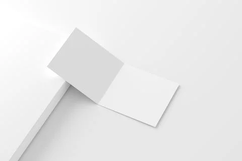 Square Folded Invitation Card With Envelope White Blank 3D Rendering Mockup Stock Illustration