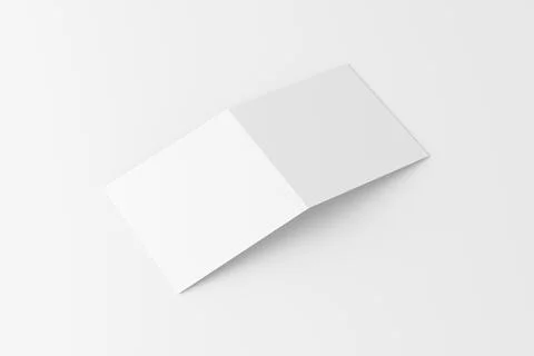 Square Folded Invitation Card With Envelope White Blank 3D Rendering Mockup Stock Illustration