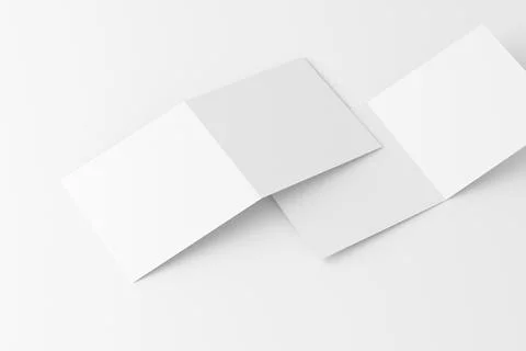 Square Folded Invitation Card With Envelope White Blank 3D Rendering Mockup Stock Illustration