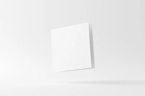 Square Folded Invitation Card With Envelope White Blank 3D Rendering Mockup Stock Illustration
