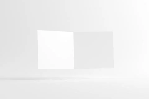 Square Folded Invitation Card With Envelope White Blank 3D Rendering Mockup Stock Illustration