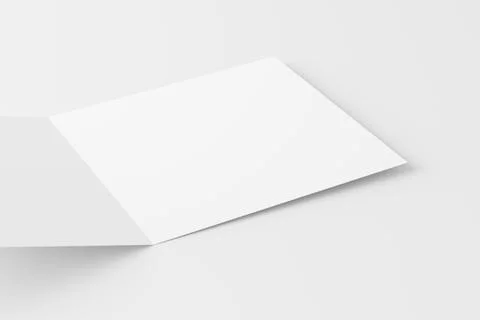 Square Folded Invitation Card With Envelope White Blank 3D Rendering Mockup Stock Illustration