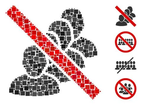 Square Forbidden People Queue Icon Vector Mosaic Stock Illustration