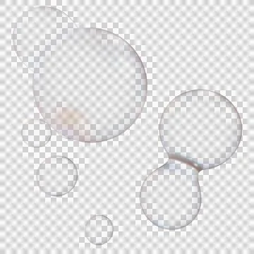 Square format 3D abstract bubbles PNG glass stickers set composition transparent Stock Illustration