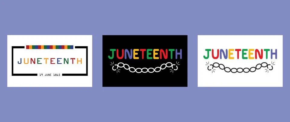 Square four colors with caption for juneteenth Stock Illustration