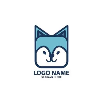 Square fox face logo design vector Illustrazione stock
