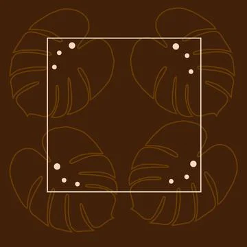 Square frame with abstract background image of monstera leaves in trendy Illustrazione stock