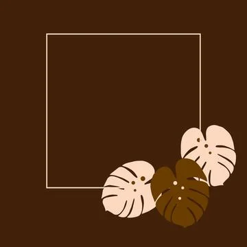 Square frame with an abstract image of monstera leaves in trendy chocolate Illustrazione stock