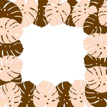 Square frame with an abstract image of monstera leaves in trendy chocolate Stock Illustration