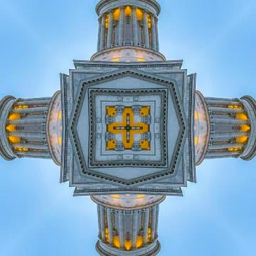 Square frame Abstract pointed shape made with capital building Stock Photos