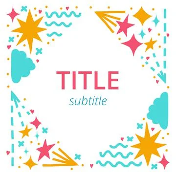 Square frame with abstract shapes Stock Illustration