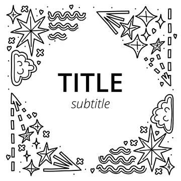 Square frame with abstract shapes Stock Illustration