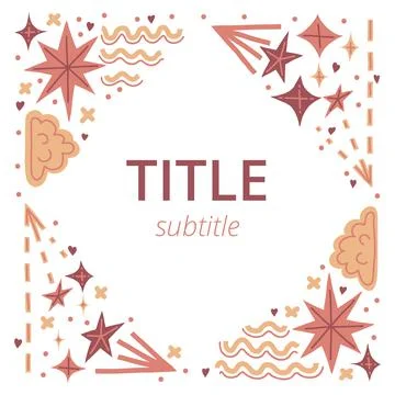 Square frame with abstract shapes Stock Illustration