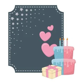 Square frame and birthday elements イラスト素材