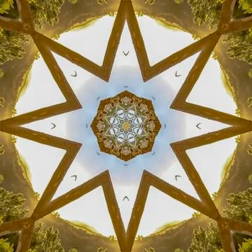 Square frame Angular star shape made from abstract wooden Chuppah photo from a Stock Photos