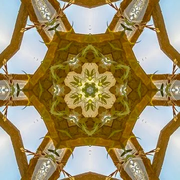 Square frame Angular wooden bars of Chuppah making a pattern for a background Stock Photos