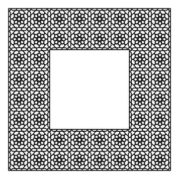 Square frame of the Arabic pattern of four by four blocks Stock Illustration