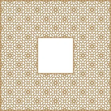 Square frame of the Arabic pattern of three by three blocks 스톡 일러스트