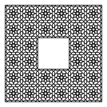 Square frame of the Arabic pattern of three by three blocks Stock Illustration
