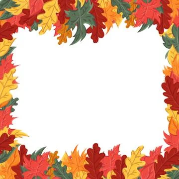 Square frame with autumn leaves. Background with the image of a leaf fall. Stock Illustration