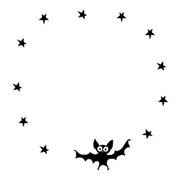 Square frame With bat and stars. Happy Halloween. Border, background for gree Stock Illustration
