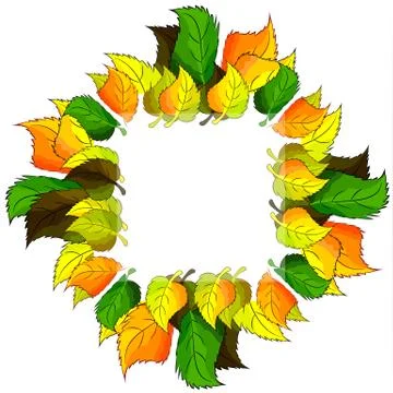 Square frame of birch leaves Stock Illustration