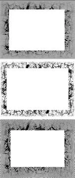 A square frame with black and white grunge effect paint set Stock-Illustration