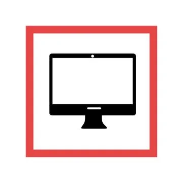 Square frame with black contour of desktop computer Stock Illustration