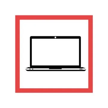 Square frame with black contour laptop Illustrazione stock