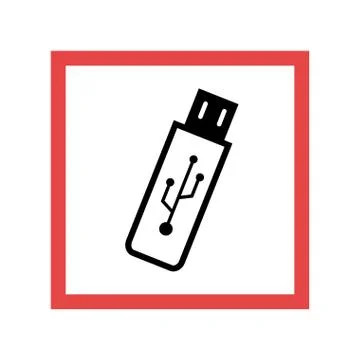 Square frame with black contour usb memory Illustrazione stock