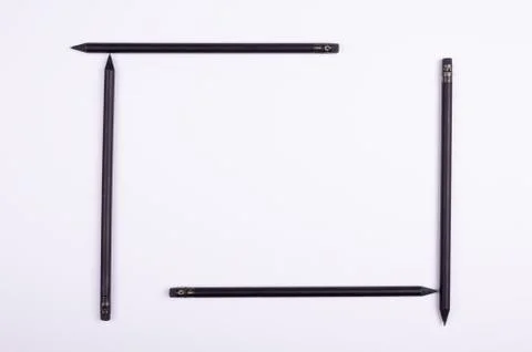 Square frame at black pencils Stock Photos