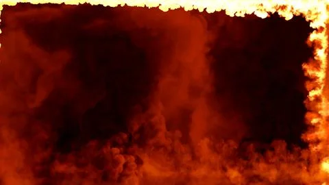 Square frame of blazing red lines of fire, isolated - object 3D illustration Stock Illustration
