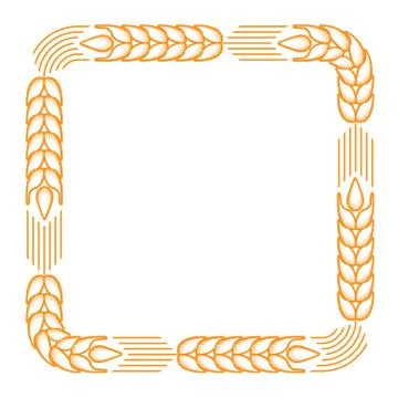 Square frame with border made of ears of wheat Stock Illustration