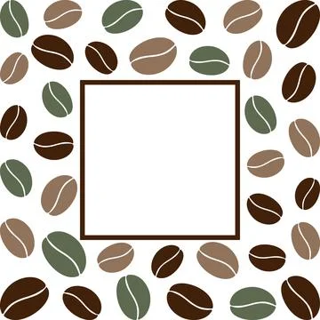 Square Frame border made of Multicolored Coffee Beans and Outline Square Minimal Stock Illustration