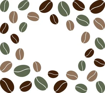 Square Frame border of multicolored coffee beans with Diagonally Rectangular Stock Illustration