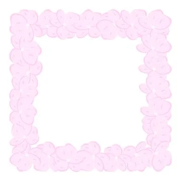 Square frame border of pink hydrangea flowers in hand drawn watercolor style for Stock Illustration