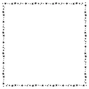 Square frame, border from small black stars isolated on white background in.. Stock Illustration