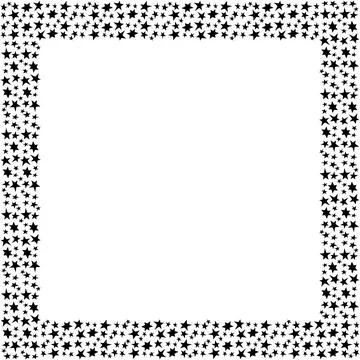 Square frame, border from small black stars isolated on white background in f Stock Illustration